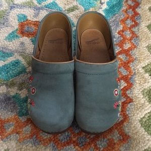 Dansko Suede Floral Embroidered Professional Clogs